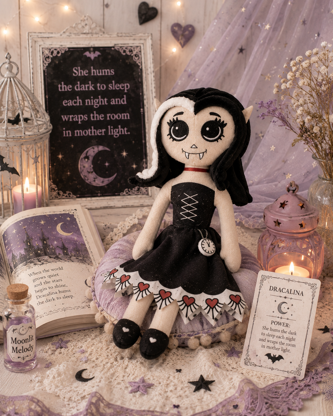 Dracalina Plush. Glow in the dark watch