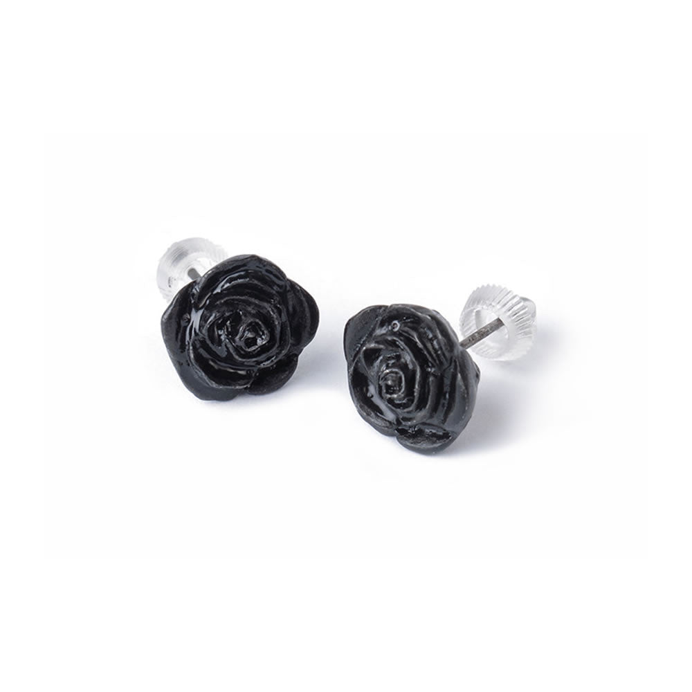 Black Rose Stud Earrings