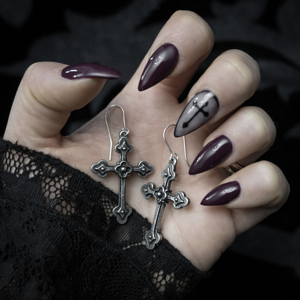 Gothic Devotion Crosses Earrings