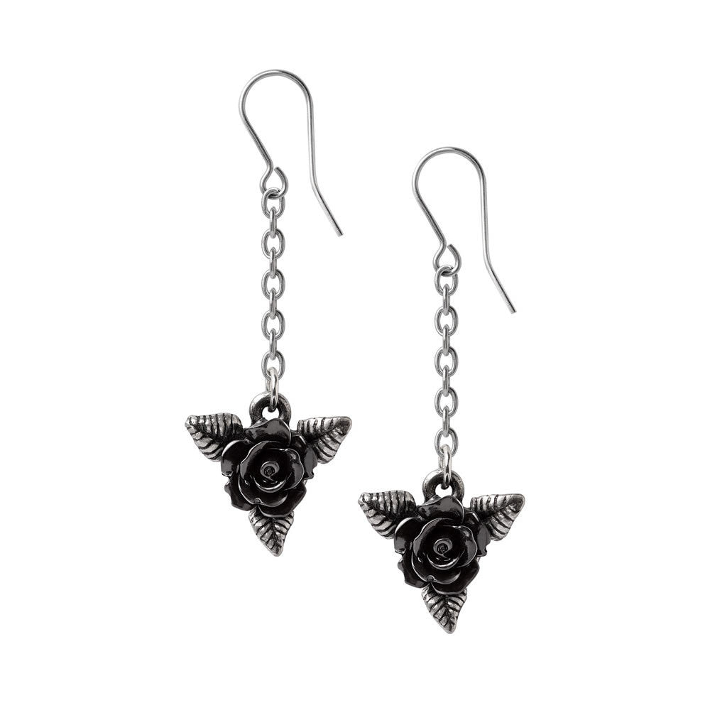 Black Rose Dropper Earrings