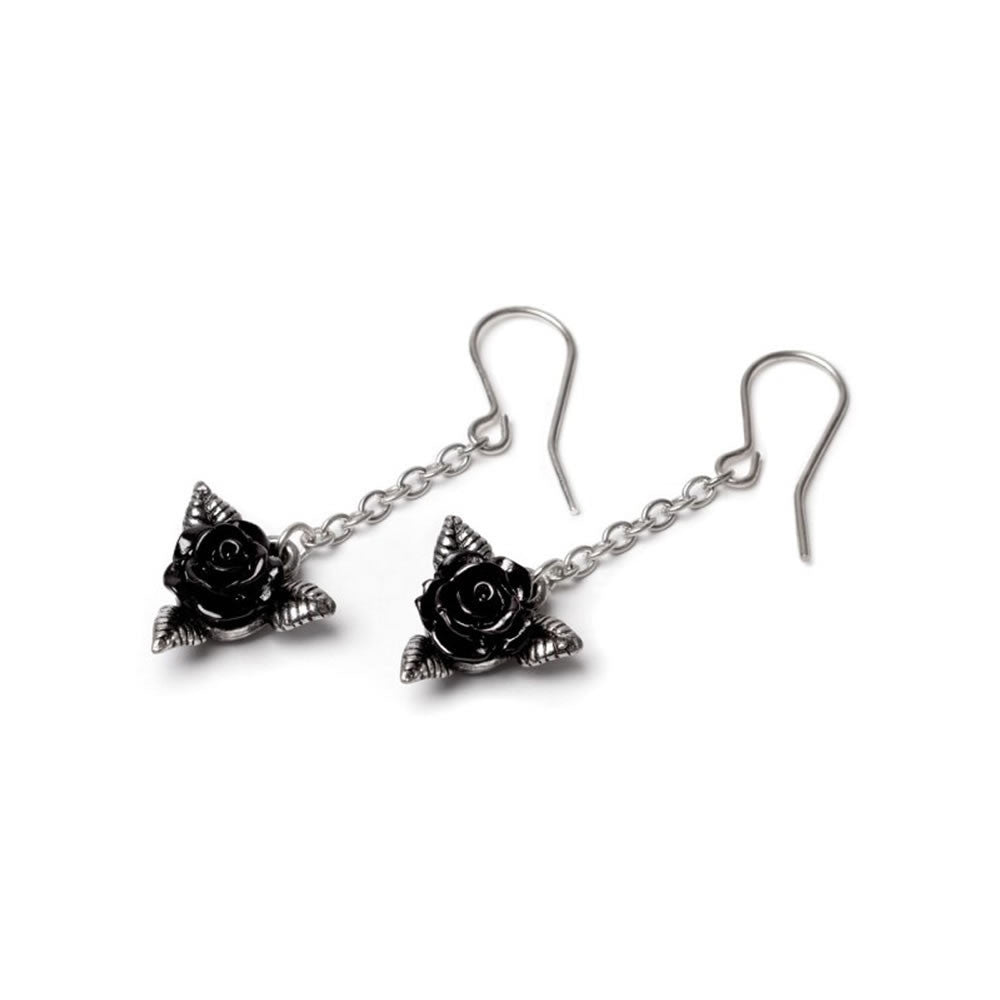Black Rose Dropper Earrings