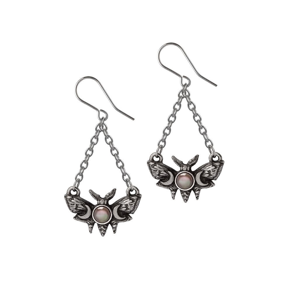 Lunar Moth Dropper Earrings
