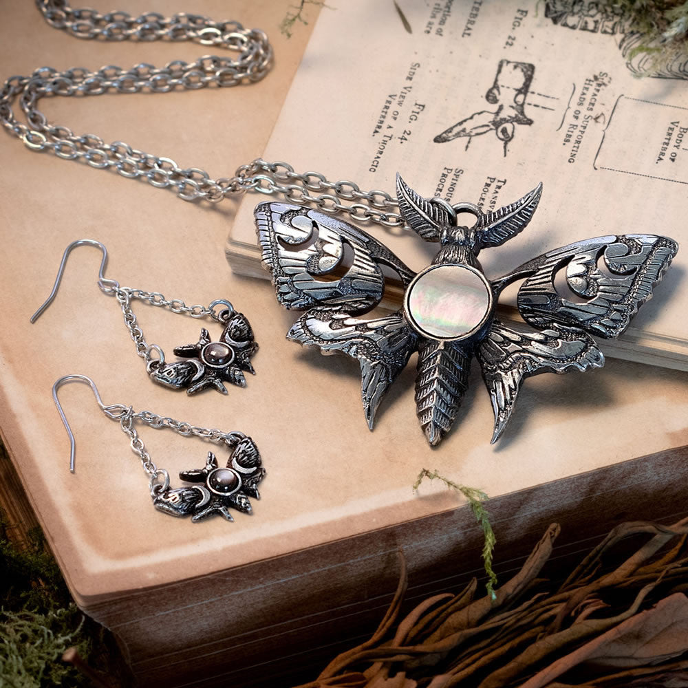 Lunar Moth Dropper Earrings