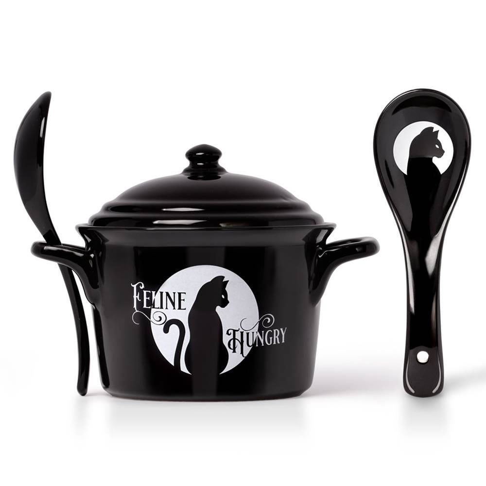 Feline Hungry Bowl & Spoon Set