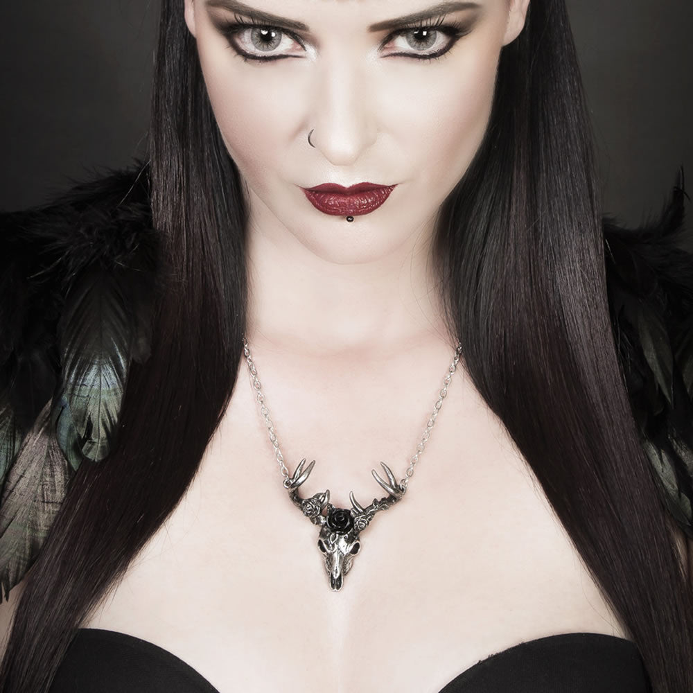 White Hart Black Rose Pendant