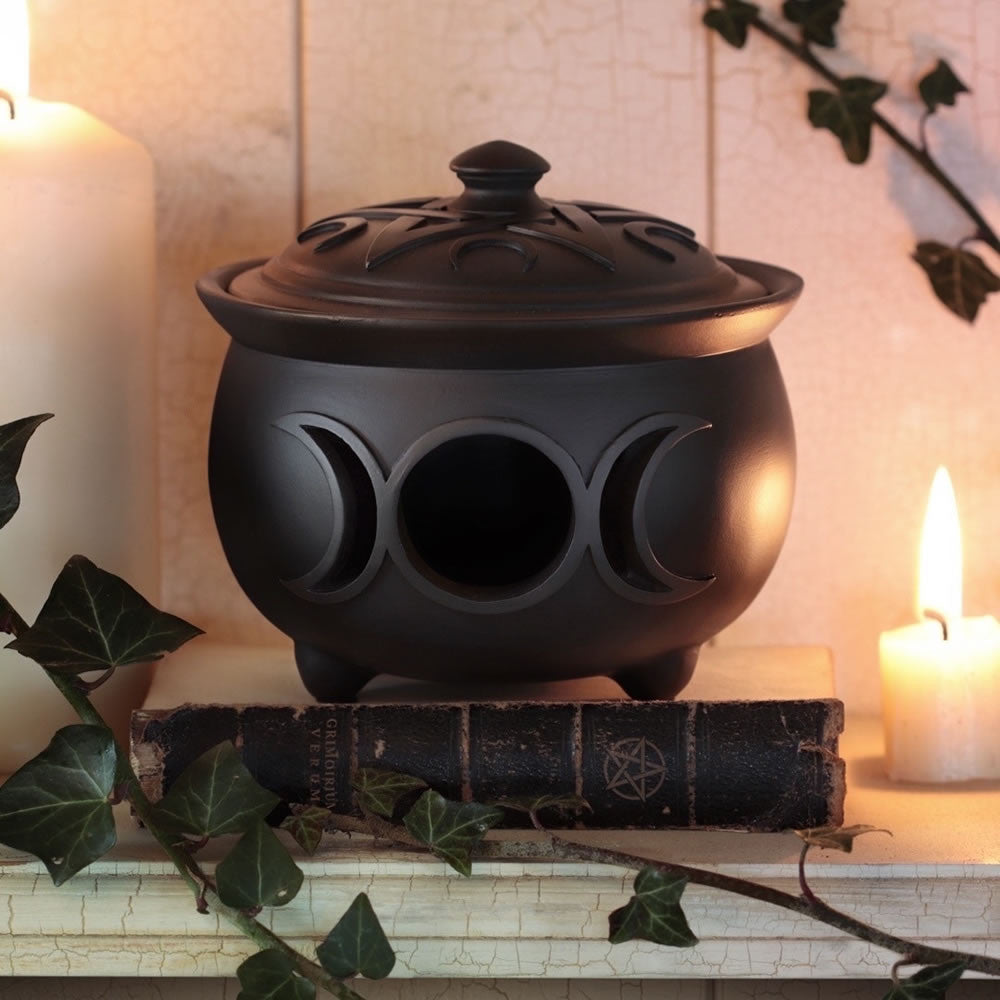 Triple Moon Cauldron Trinket & Jewelry Pot