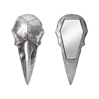 Raven Skull Hand Mirror - Antique Silver