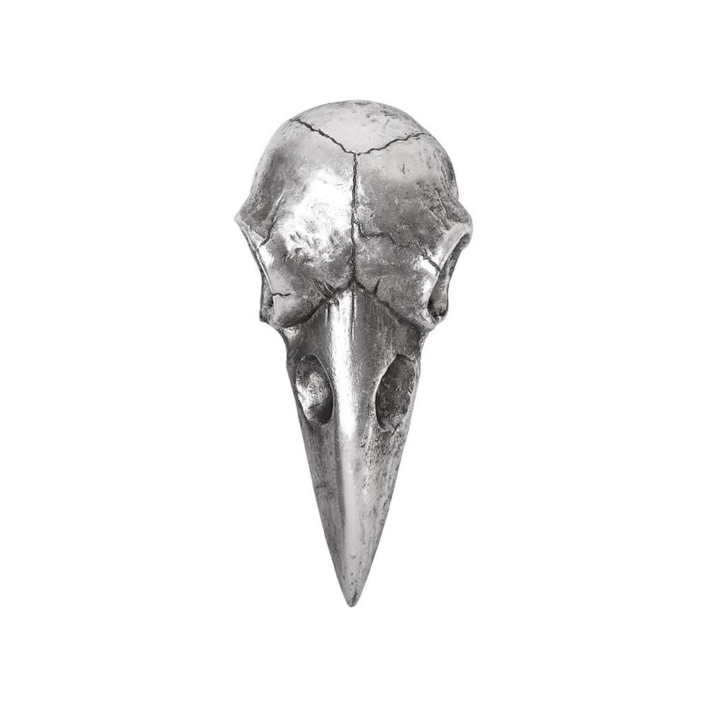 Raven Skull Hand Mirror - Antique Silver