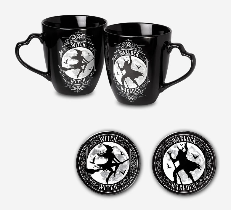 Witch & Warlock Mug Set & Coasters