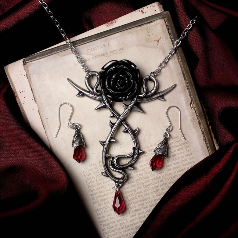 Carpathian Rose Necklace & Empyrean Tear Earrings